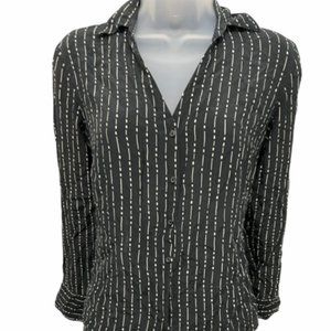 Merona Silk Striped Black Blouse Size S